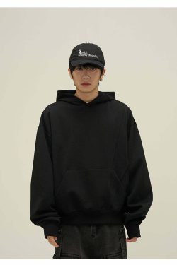 HJK Exclusive Y2K Grunge Paneled Hoodie - Retro 90s Fashion, Summer & Party Outfits