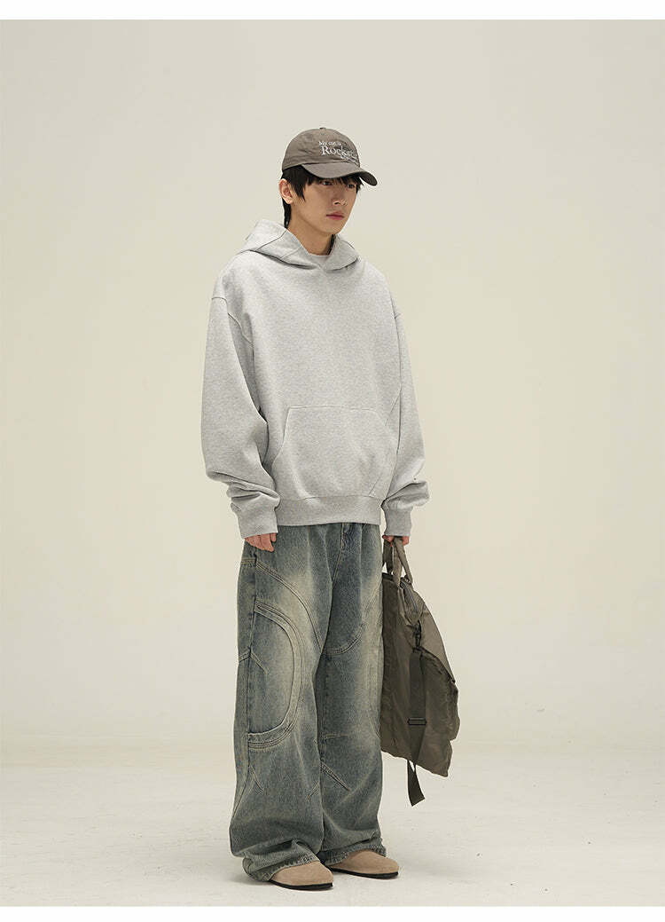 HJK Exclusive Y2K Grunge Paneled Hoodie - Retro 90s Fashion, Summer & Party Outfits