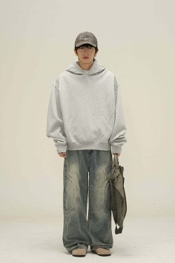 HJK Exclusive Y2K Grunge Paneled Hoodie - Retro 90s Fashion, Summer & Party Outfits
