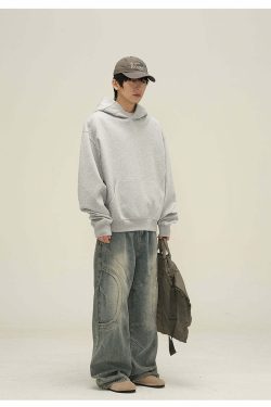 HJK Exclusive Y2K Grunge Paneled Hoodie - Retro 90s Fashion, Summer & Party Outfits