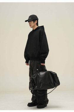 HJK Exclusive Y2K Grunge Paneled Hoodie - Retro 90s Fashion, Summer & Party Outfits