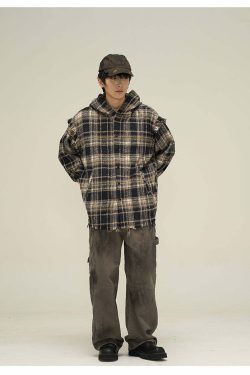 HJK Exclusive Y2K Hooded Devil Flannel - 90s Grunge, Retro, Gothic, Summer & Party Outfits