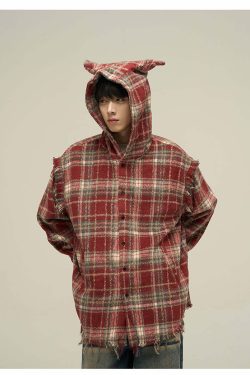 HJK Exclusive Y2K Hooded Devil Flannel - 90s Grunge, Retro, Gothic, Summer & Party Outfits