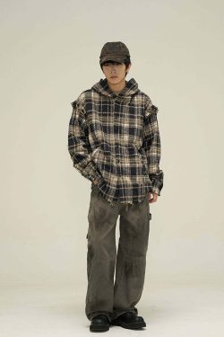 HJK Exclusive Y2K Hooded Devil Flannel - 90s Grunge, Retro, Gothic, Summer & Party Outfits