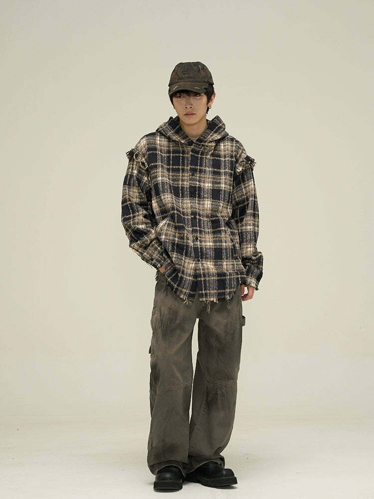 HJK Exclusive Y2K Hooded Devil Flannel - 90s Grunge, Retro, Gothic, Summer & Party Outfits