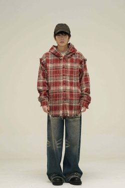 HJK Exclusive Y2K Hooded Devil Flannel - 90s Grunge, Retro, Gothic, Summer & Party Outfits
