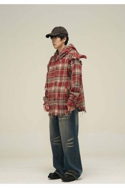 HJK Exclusive Y2K Hooded Devil Flannel - 90s Grunge, Retro, Gothic, Summer & Party Outfits
