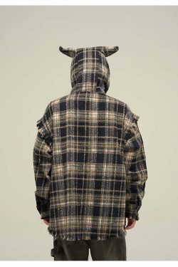 HJK Exclusive Y2K Hooded Devil Flannel - 90s Grunge, Retro, Gothic, Summer & Party Outfits