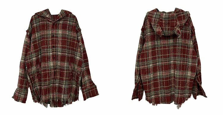 HJK Exclusive Y2K Hooded Devil Flannel - 90s Grunge, Retro, Gothic, Summer & Party Outfits