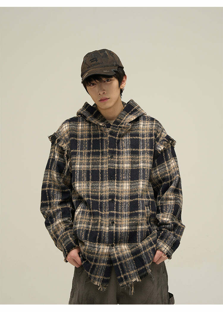 HJK Exclusive Y2K Hooded Devil Flannel - 90s Grunge, Retro, Gothic, Summer & Party Outfits