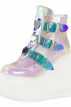 Holographic Egirl Boots White - Y2K Summer, 90s Grunge, Retro Goth, Y2K Party & Club Outfits