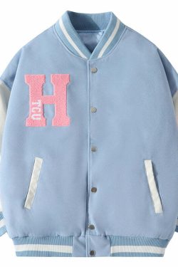 HTCU Kuma Varsity Jacket - Y2K Summer, 90s Grunge, Retro 70s, Pastel Goth, Y2K