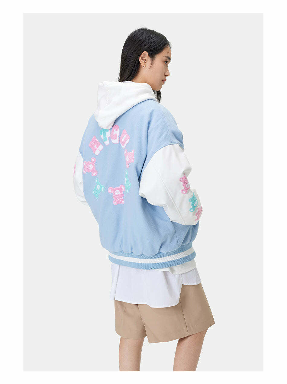 HTCU Kuma Varsity Jacket - Y2K Summer, 90s Grunge, Retro 70s, Pastel Goth, Y2K
