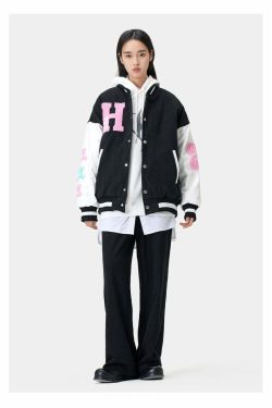 HTCU Kuma Varsity Jacket - Y2K Summer, 90s Grunge, Retro 70s, Pastel Goth, Y2K