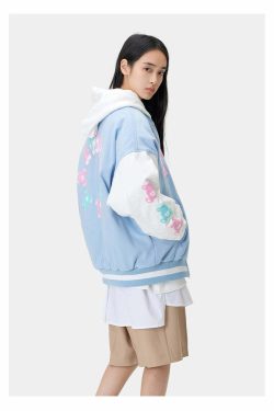 HTCU Kuma Varsity Jacket - Y2K Summer, 90s Grunge, Retro 70s, Pastel Goth, Y2K