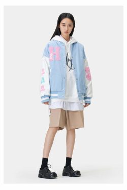 HTCU Kuma Varsity Jacket - Y2K Summer, 90s Grunge, Retro 70s, Pastel Goth, Y2K