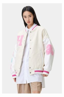 HTCU Kuma Varsity Jacket - Y2K Summer, 90s Grunge, Retro 70s, Pastel Goth, Y2K