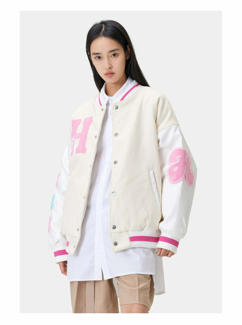 HTCU Kuma Varsity Jacket - Y2K Summer, 90s Grunge, Retro 70s, Pastel Goth, Y2K