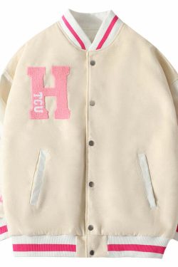 HTCU Kuma Varsity Jacket - Y2K Summer, 90s Grunge, Retro 70s, Pastel Goth, Y2K