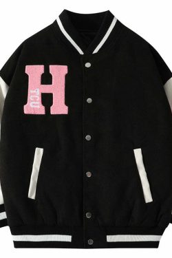 HTCU Kuma Varsity Jacket - Y2K Summer, 90s Grunge, Retro 70s, Pastel Goth, Y2K
