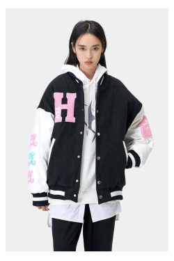 HTCU Kuma Varsity Jacket - Y2K Summer, 90s Grunge, Retro 70s, Pastel Goth, Y2K