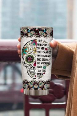 I Am The Storm Sugar Skull Stainless Steel Tumbler - Y2K Grunge, 90s Retro, Gothic Pastel Goth