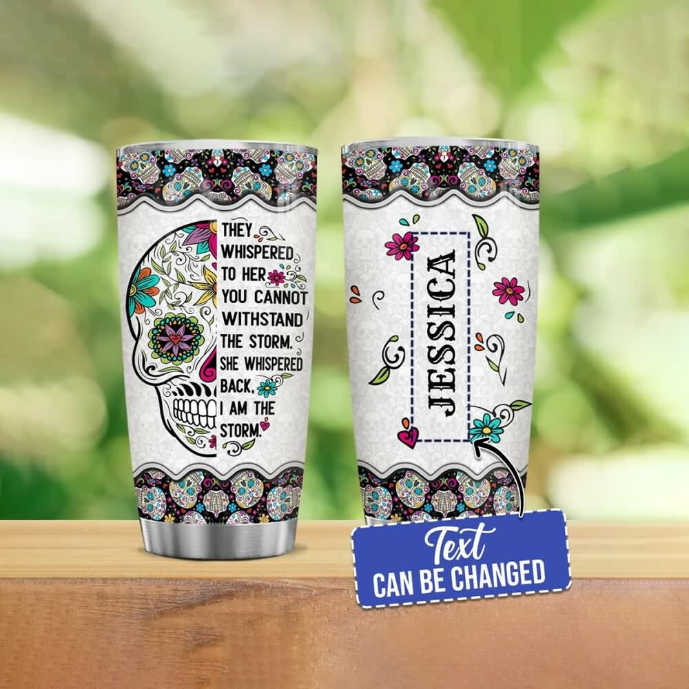 I Am The Storm Sugar Skull Stainless Steel Tumbler - Y2K Grunge, 90s Retro, Gothic Pastel Goth