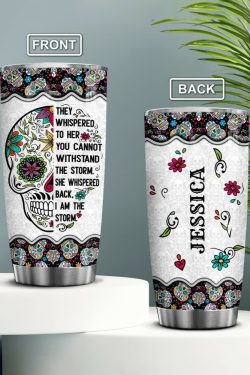 I Am The Storm Sugar Skull Stainless Steel Tumbler - Y2K Grunge, 90s Retro, Gothic Pastel Goth