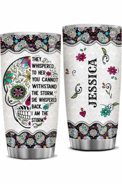 I Am The Storm Sugar Skull Stainless Steel Tumbler - Y2K Grunge, 90s Retro, Gothic Pastel Goth