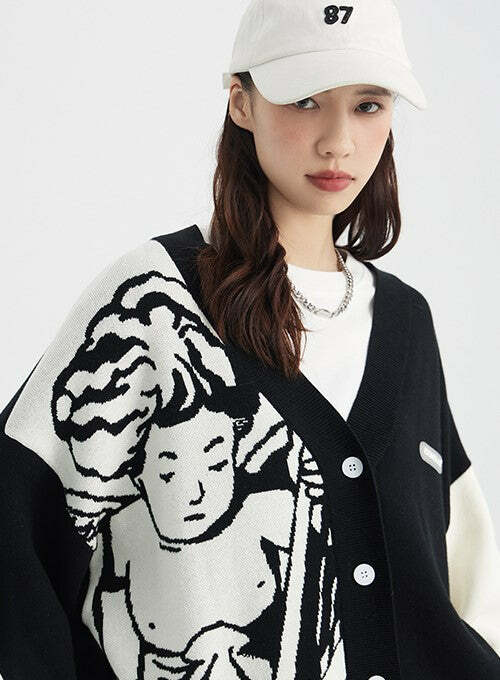 ICONSLAB 'Singing Angel' Cardigan - Y2K Summer, 90s Grunge, Retro Goth, Pastel Goth, Y
