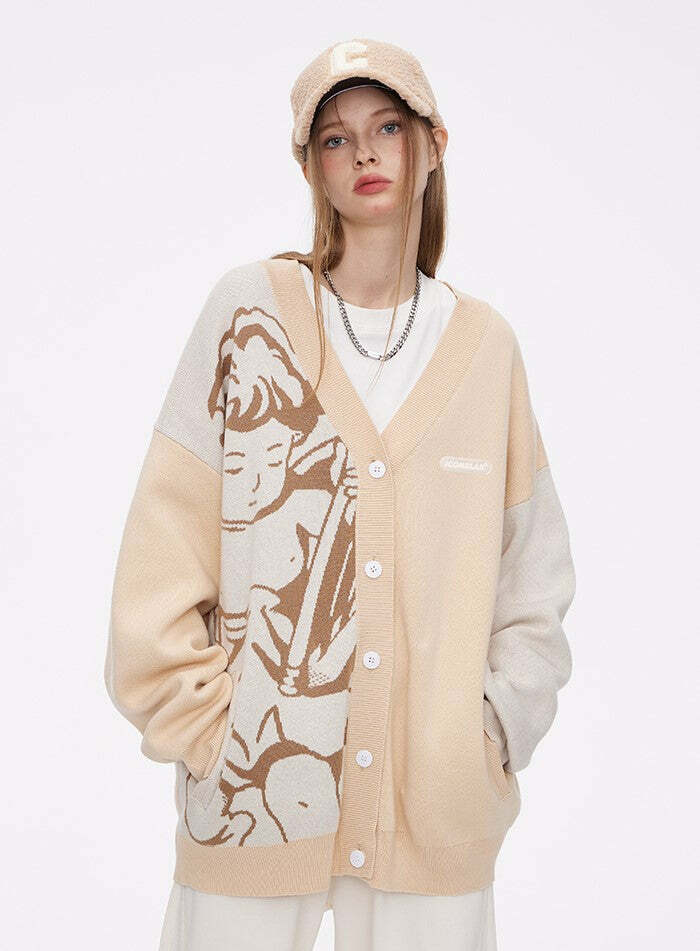 ICONSLAB 'Singing Angel' Cardigan - Y2K Summer, 90s Grunge, Retro Goth, Pastel Goth, Y