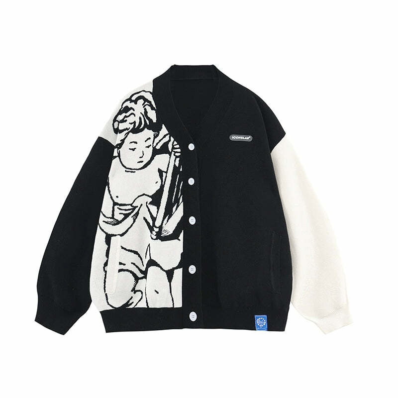 ICONSLAB 'Singing Angel' Cardigan - Y2K Summer, 90s Grunge, Retro Goth, Pastel Goth, Y