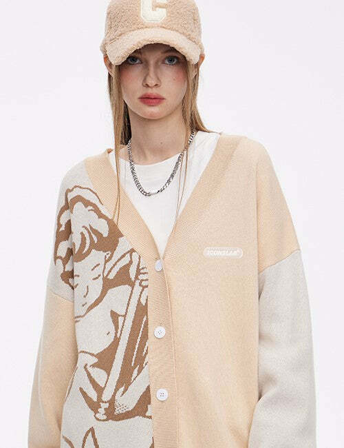 ICONSLAB 'Singing Angel' Cardigan - Y2K Summer, 90s Grunge, Retro Goth, Pastel Goth, Y