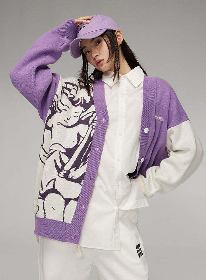 ICONSLAB 'Singing Angel' Cardigan - Y2K Summer, 90s Grunge, Retro Style, Pastel Goth, Y