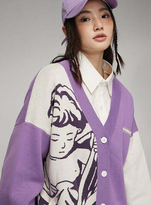 ICONSLAB 'Singing Angel' Cardigan - Y2K Summer, 90s Grunge, Retro Style, Pastel Goth, Y