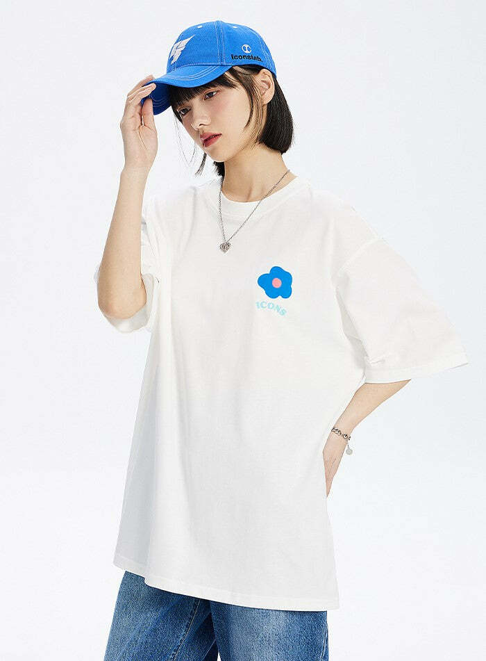 ICONSLAB Flower Garden Tee - Y2K Summer Grunge, 90s Retro, Pastel Goth, Baby Tees Y2K Fashion