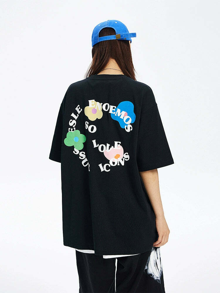ICONSLAB Flower Garden Tee - Y2K Summer Grunge, 90s Retro, Pastel Goth, Baby Tees Y2K Fashion