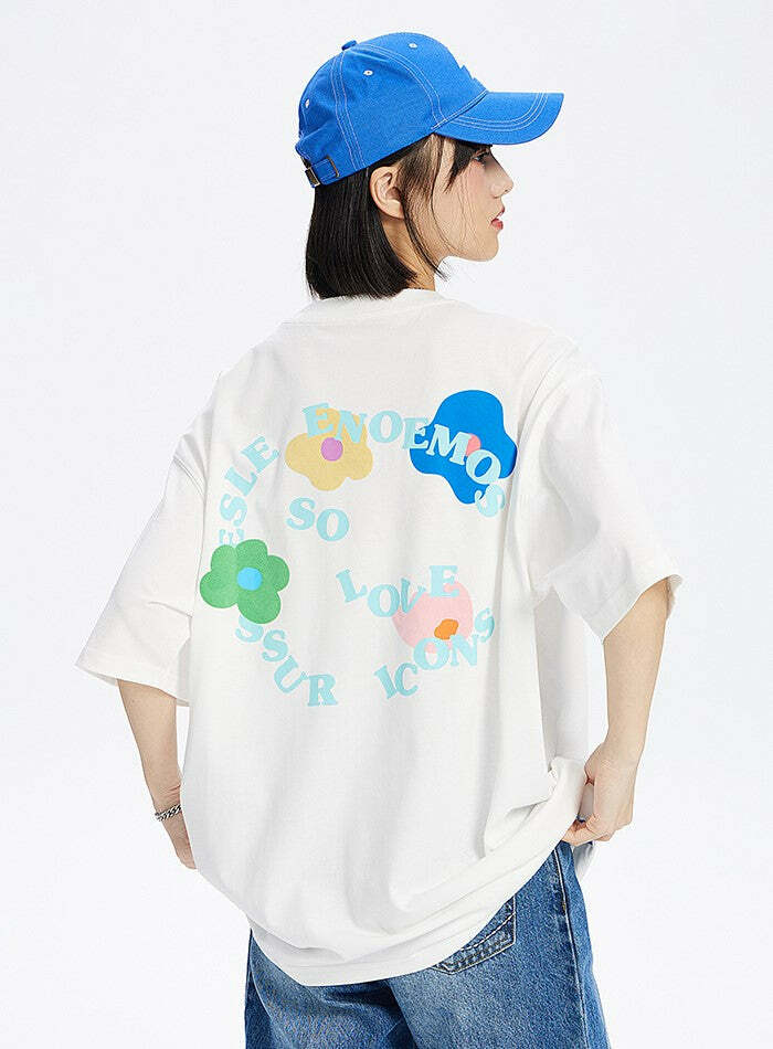 ICONSLAB Flower Garden Tee - Y2K Summer Grunge, 90s Retro, Pastel Goth, Baby Tees Y2K Fashion