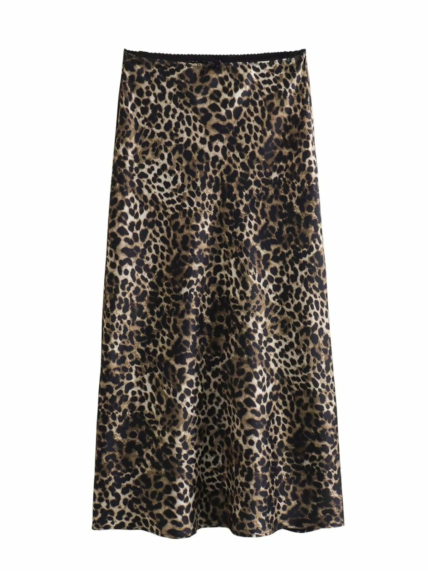 Ikhlas Leopard Print Maxi Skirt - Y2K Summer Grunge, 90s Fashion, Retro Y2K Outfits