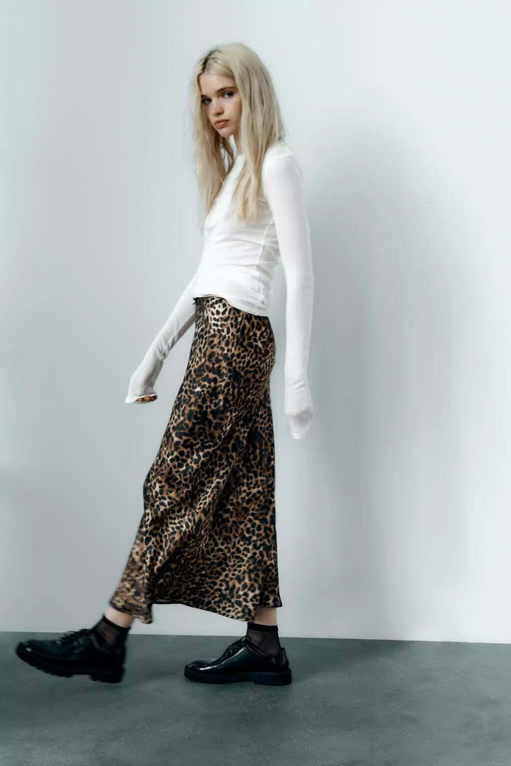 Ikhlas Leopard Print Maxi Skirt - Y2K Summer Grunge, 90s Fashion, Retro Y2K Outfits