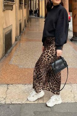 Ilia Leopard Print Maxi Skirt - Y2K Summer Grunge Outfit, 90s Fashion, Retro Style, Y2K Skirt