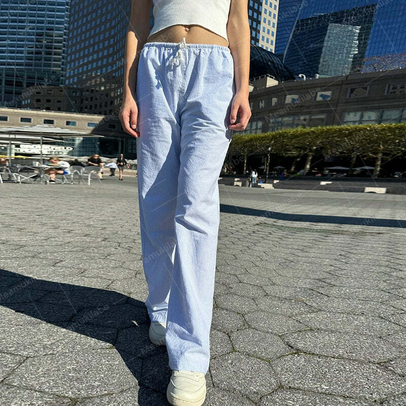 Ilyanna Low Waist Casual Pants - Y2K Summer Grunge, 90s Retro, Y2K Club & Party Outfits