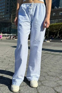 Ilyanna Low Waist Casual Pants - Y2K Summer Grunge, 90s Retro, Y2K Club & Party Outfits