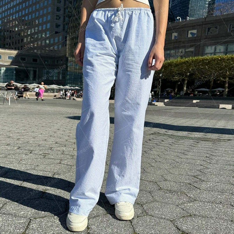 Ilyanna Low Waist Casual Pants - Y2K Summer Grunge, 90s Retro, Y2K Club & Party Outfits