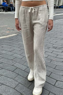 Ilyanna Low Waist Casual Pants - Y2K Summer Grunge, 90s Retro, Y2K Club & Party Outfits