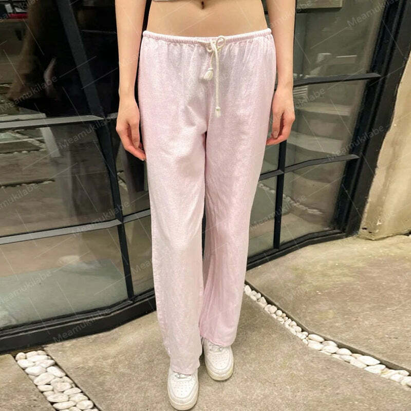 Ilyanna Low Waist Casual Pants - Y2K Summer Grunge, 90s Retro, Y2K Club & Party Outfits