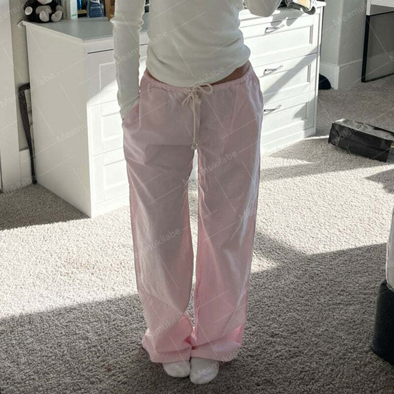 Ilyanna Low Waist Casual Pants - Y2K Summer Grunge, 90s Retro, Y2K Club & Party Outfits
