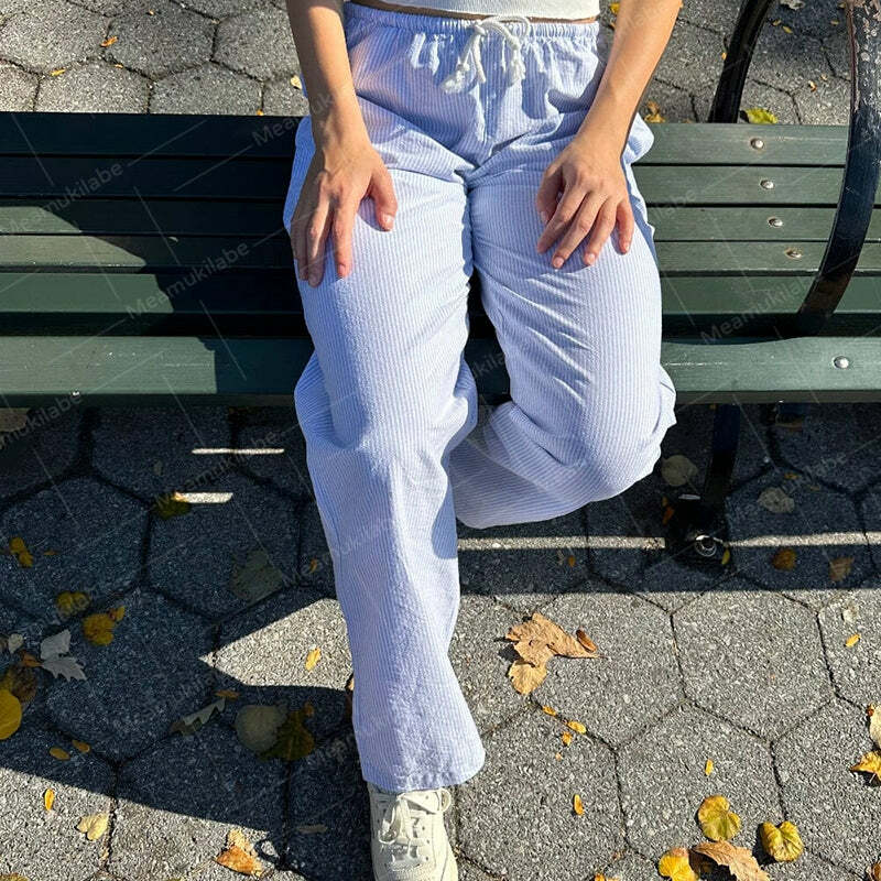 Ilyanna Low Waist Casual Pants - Y2K Summer Grunge, 90s Retro, Y2K Club & Party Outfits