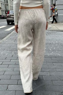 Ilyanna Low Waist Casual Pants - Y2K Summer Grunge, 90s Retro, Y2K Club & Party Outfits