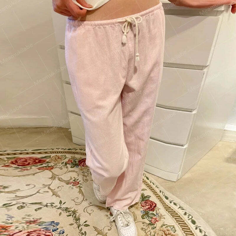 Ilyanna Low Waist Casual Pants - Y2K Summer Grunge, 90s Retro, Y2K Club & Party Outfits
